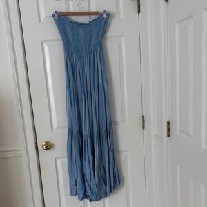 Never worn Blue Strapless Dress